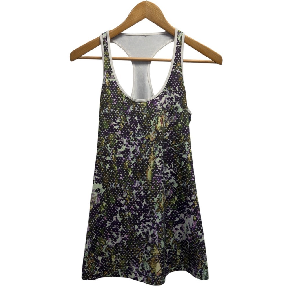 Lululemon Women's Size 2 Cool Racerback Multicolor Floral Athletic Yoga Top euc